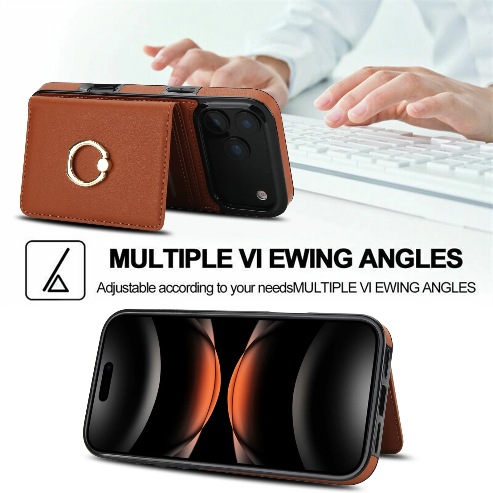 Wallet Leather With Card Holder Kickstand Ring Magnetic Clasp For iPhone 17 16 15 14 13 12 11 Pro Max RFID Stand Bag Pocket Case