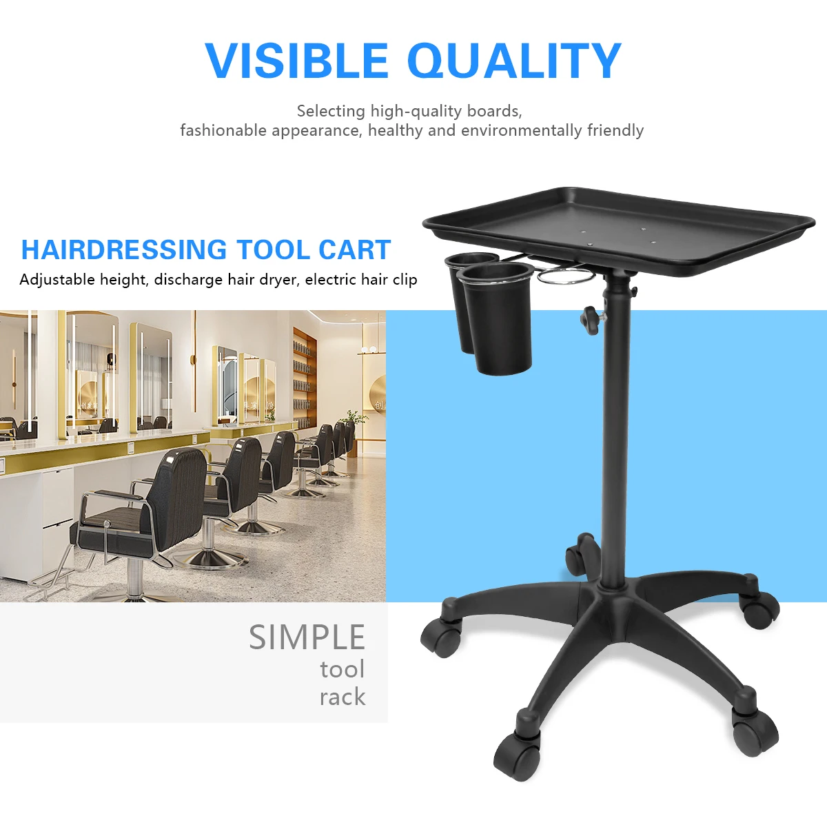 Rolling Tray for Salon Spa Beauty Tattoo Car Detailing - Portable Multifunctional Hairdressing Tool Storage Rack Barbershop