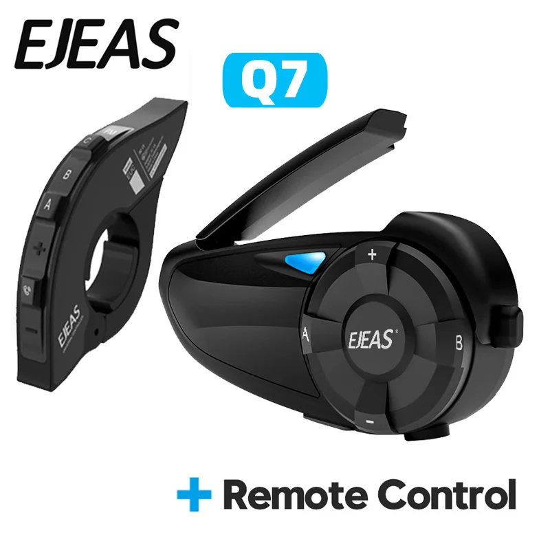 EJEAS Q7 Motorcycle Helmet Headset Intercom Up to 7 Riders Wireless Interphone Bluetooth 5.1 Waterproof Quick7 EUC Handlebar