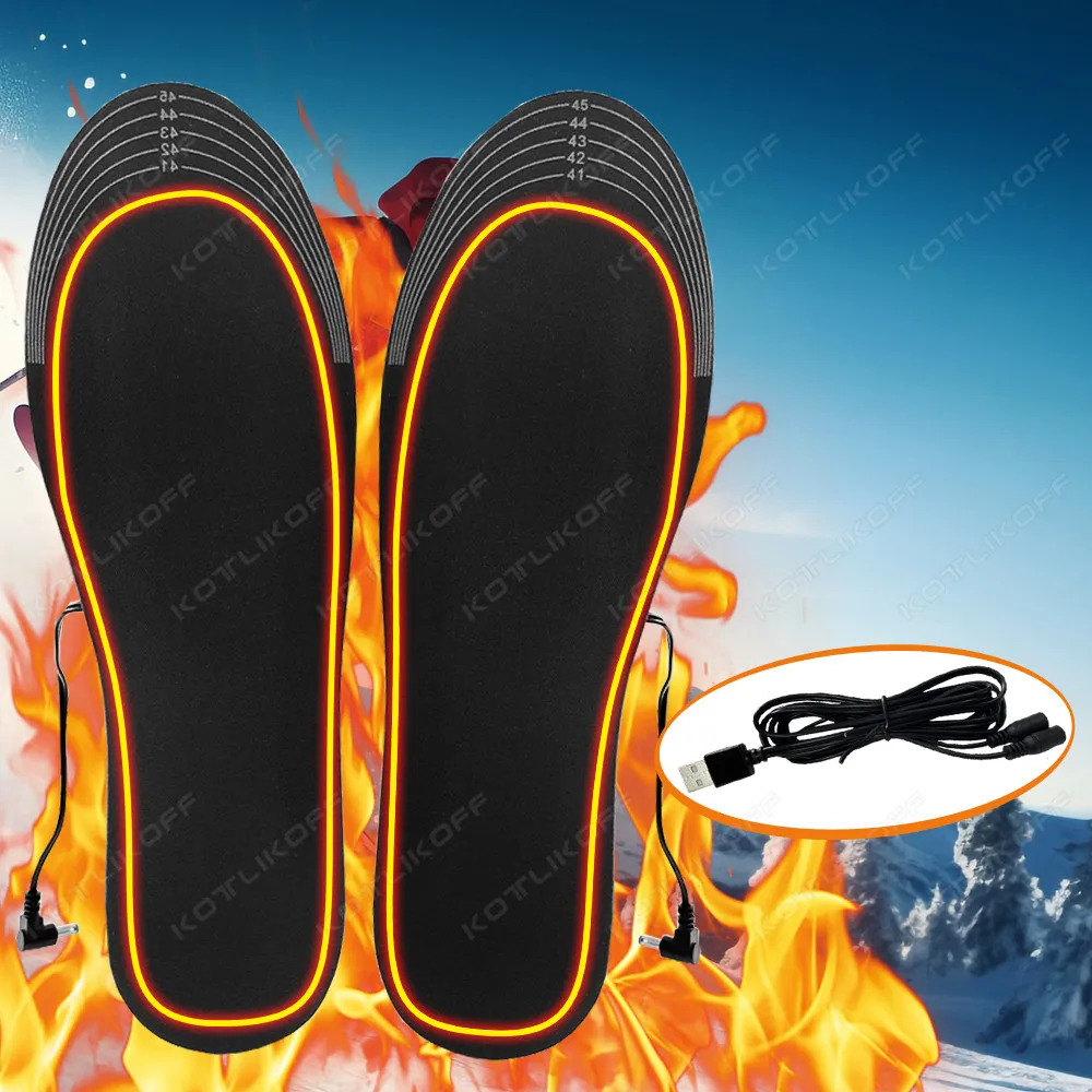 USB Heated Shoe Insoles Feet Warm Electric Powered Heated Insole Washable Winter Outdoor Thermal Heating Insole For Shoes