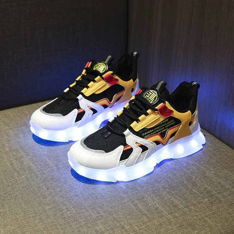 Male Female Fashion USB Charging LED Light Shoes Lovers Casual Sports Shoes Adult Street Dance Shoes