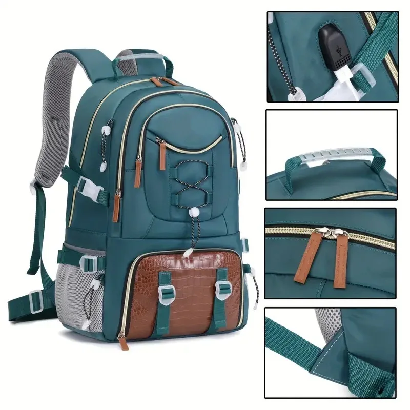 40L hiking backpack, men's and women's camping backpack, waterproof outdoor hiking backpack, with USB port, shoe compartment