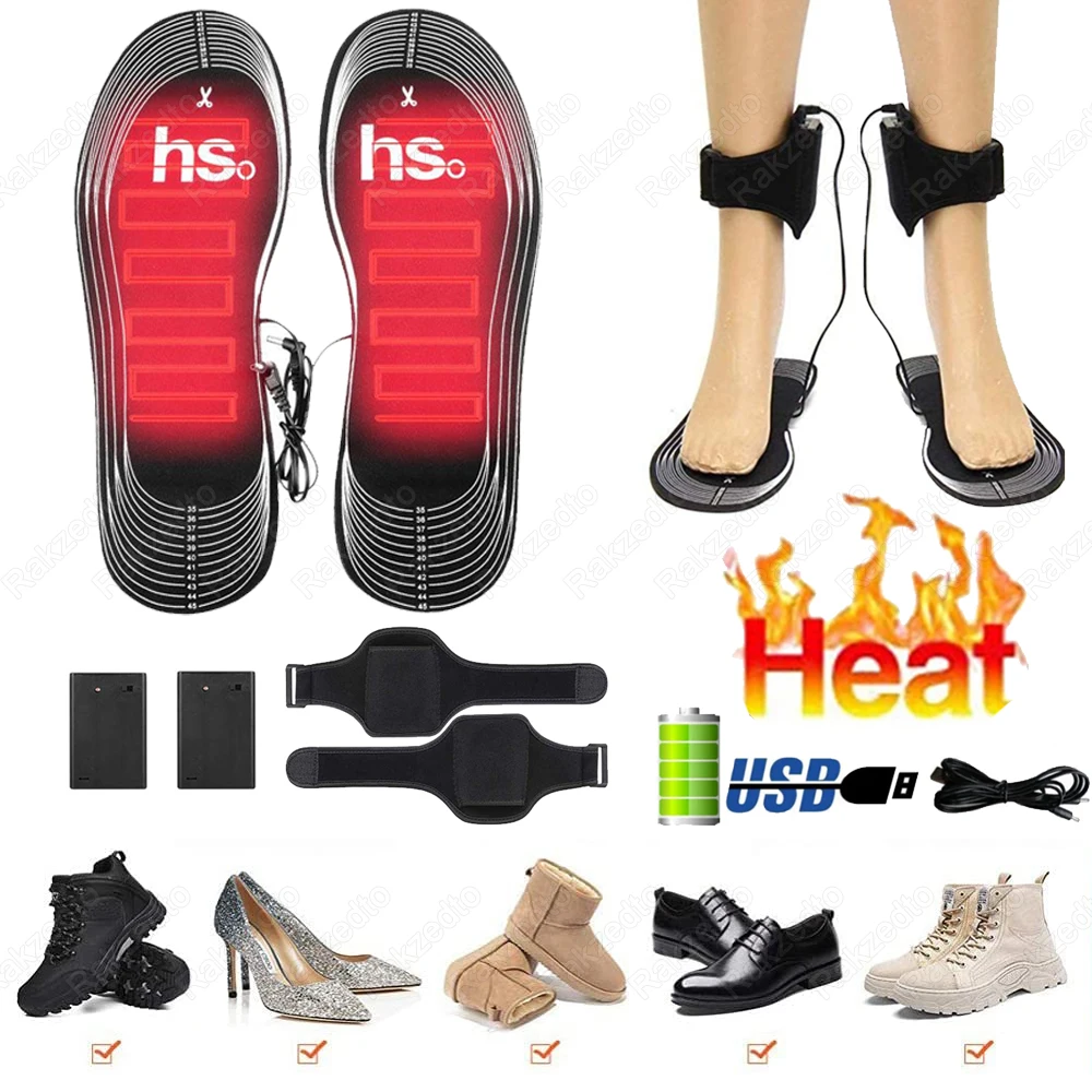 Electric Heated Insoles With USB Cable Foot Warmer Pad for Shoes Man Woman Winter Keep Warm Battery Powered Heating Shoe Pads
