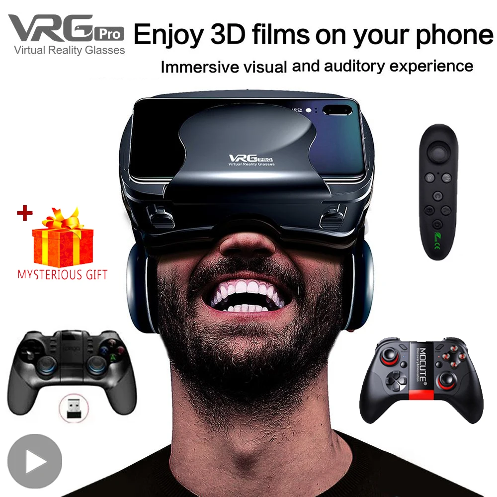 VRG Pro 3D Virtual Reality VR Glasses Devices Headset Viar Goggles Helmet Lenses Smart For Phone Smartphones Viewer Cell Mobile