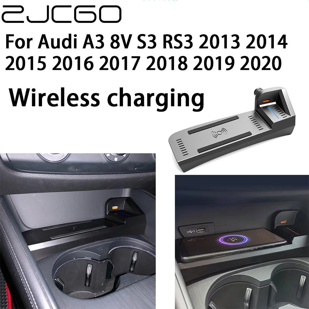 ZJCGO 15W Car QI Mobile Phone Fast Charging Wireless Charger for Audi A3 8V S3 RS3 2013 2014 2015 2016 2017 2018 2019 2020