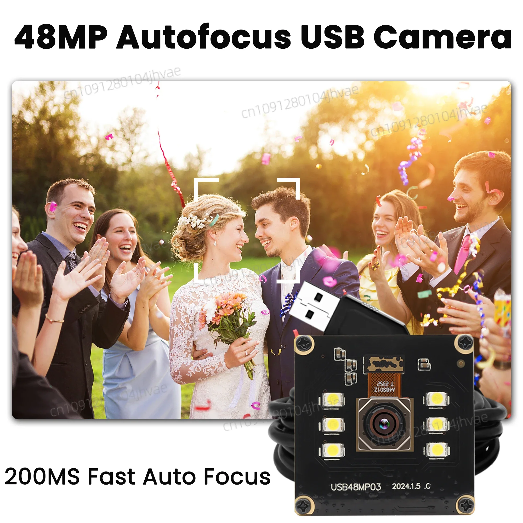 NEW ELP 48MP Autofocus USB Webcam with 100° Wide Angle Day & Night Vision White LED Light Mini Camera Module for Enhanced Protec