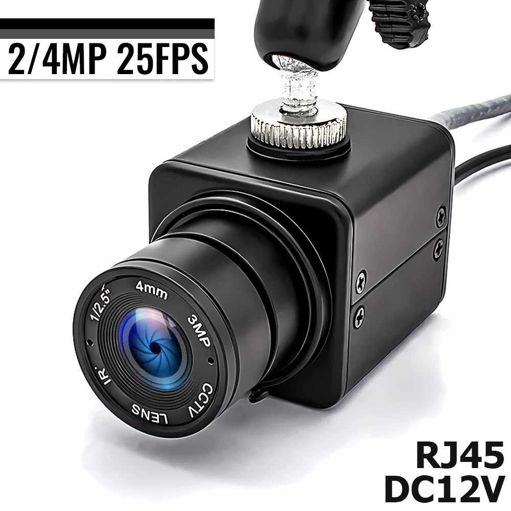 WGWK Mini 2/4MP IP Camera DC12V 4mm 82 Degree H.265 HD Security High Definition Surveillance Onvif P2P CCTV System RJ45 Webcam