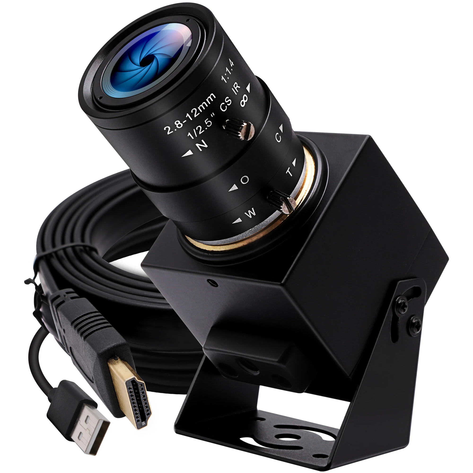 4K HDMI USB Camera H.265 2160P Mini Webcam with 2x Digital Zoom Varifocal Lens Zoom Lens for Real-time Live Streaming UVC