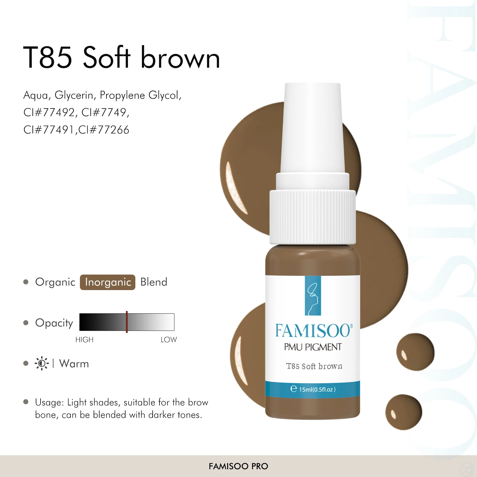 15ML FAMISOO Professional Permanent Makeup Pigment Brows Cream Pigments Eyebrows Tattoo Ink Micropigmentation Tattoo Supplie