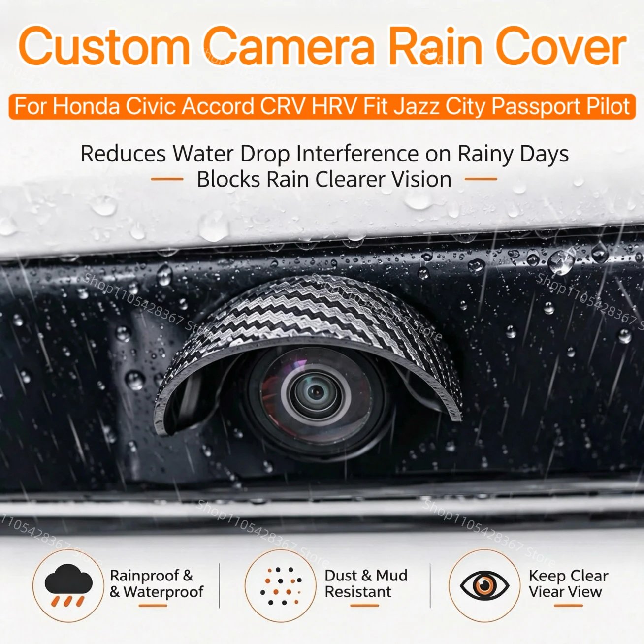 Carbon Fiber Soft PVC Backup Camera Rain Shield Waterproof Anti-Glare Visor Cover For Honda Civic Accord CRV HRV Fit Jazz City