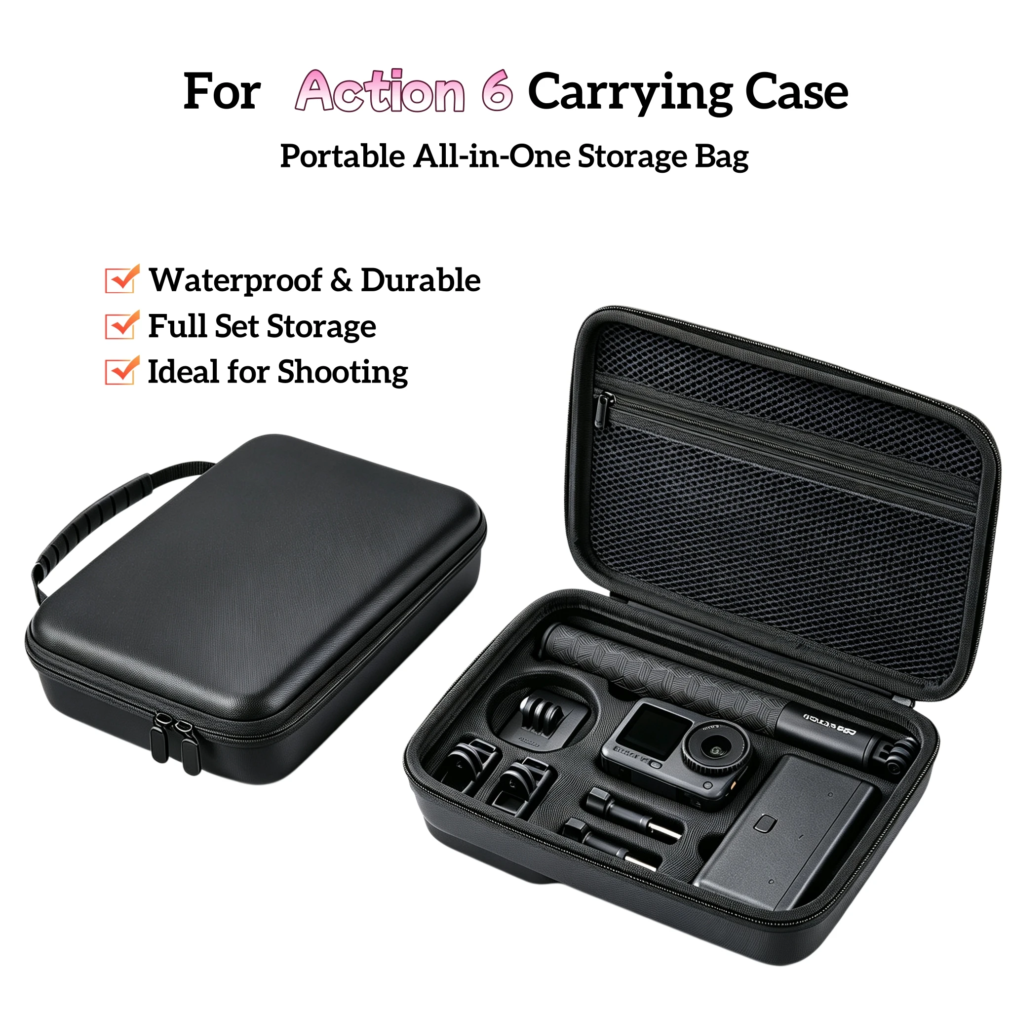Carry Case For DJI Osmo Action 6 Hard Storage Box Waterproof Shockproof EVA Protective Bag Full Set Camera Accessories Organizer
