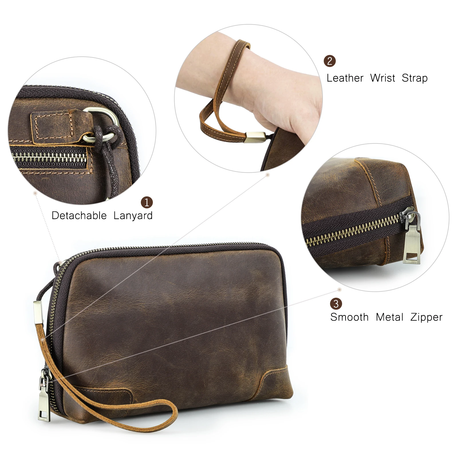 Genuine Leather USB Data Cable Storage Handbag Clutch Bag for Earphone Mouse Electronic Accessories Wallet Pouch