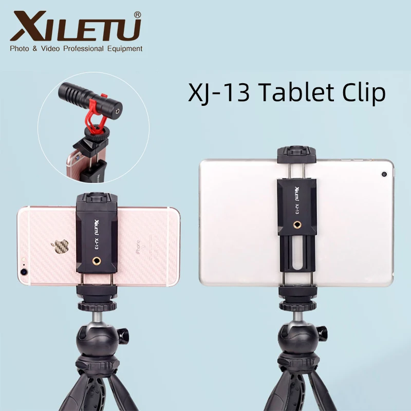 XILETU XJ13 Universal Tablet Clip Smartphone Holder Clip Stand W Mini Tripod Adjustable Bracket For Mobile Phones Ipro Tablets