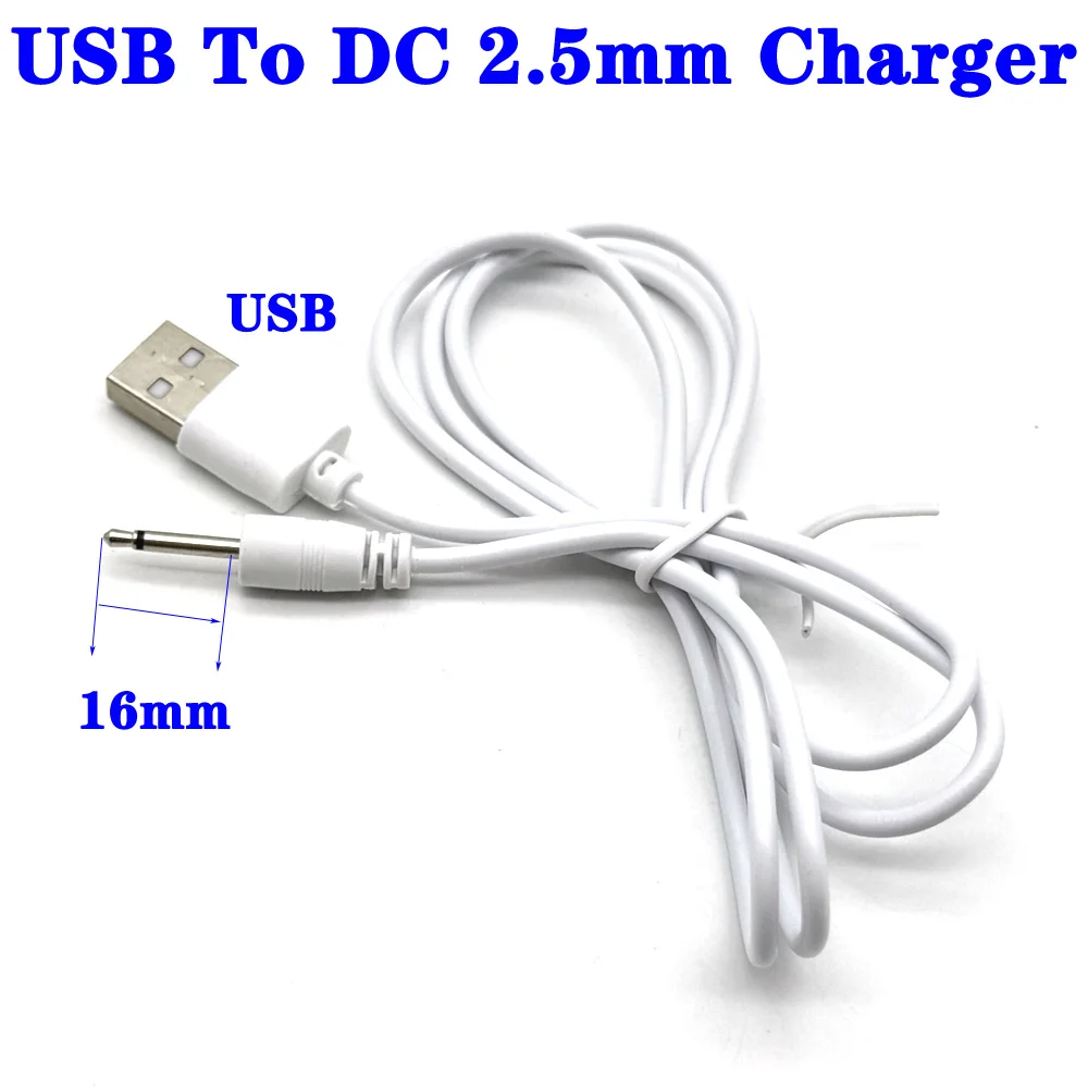 16mm USB DC 2.5 Vibrator Charger Cable Cord for Rechargeable Toys Vibrators Massagers Accessories Universal USB Power Supply