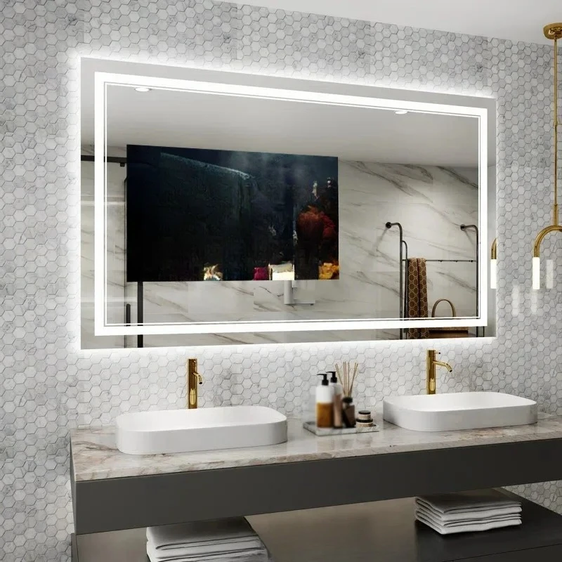 Smart TV Mirror,Modern Luxury Led Mirror Wall Mounted Beauty Salon Android Bathroom Mirror with Tv Screen,Hotel High Quality