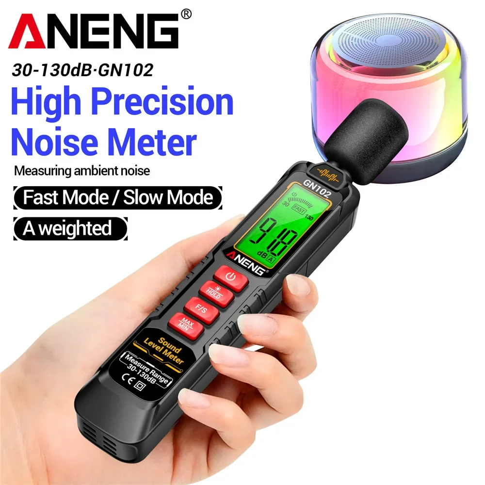 Digital Noise Meter Sound Level Meter Handheld ANENG GN102 High Precision 30-130dB Audio Measuring Instrument Decibel Monitor