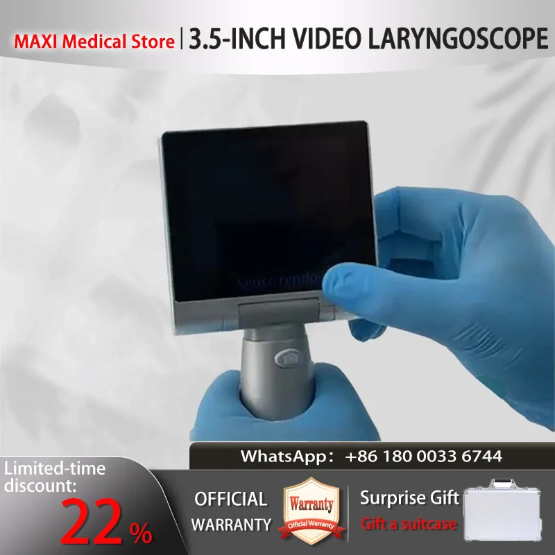 Anesthesia Digital Video Laryngoscope 3.5 Inch High Resolution Touch Screen 6 Size Reusable Sterilizable Blades Suitcase Include