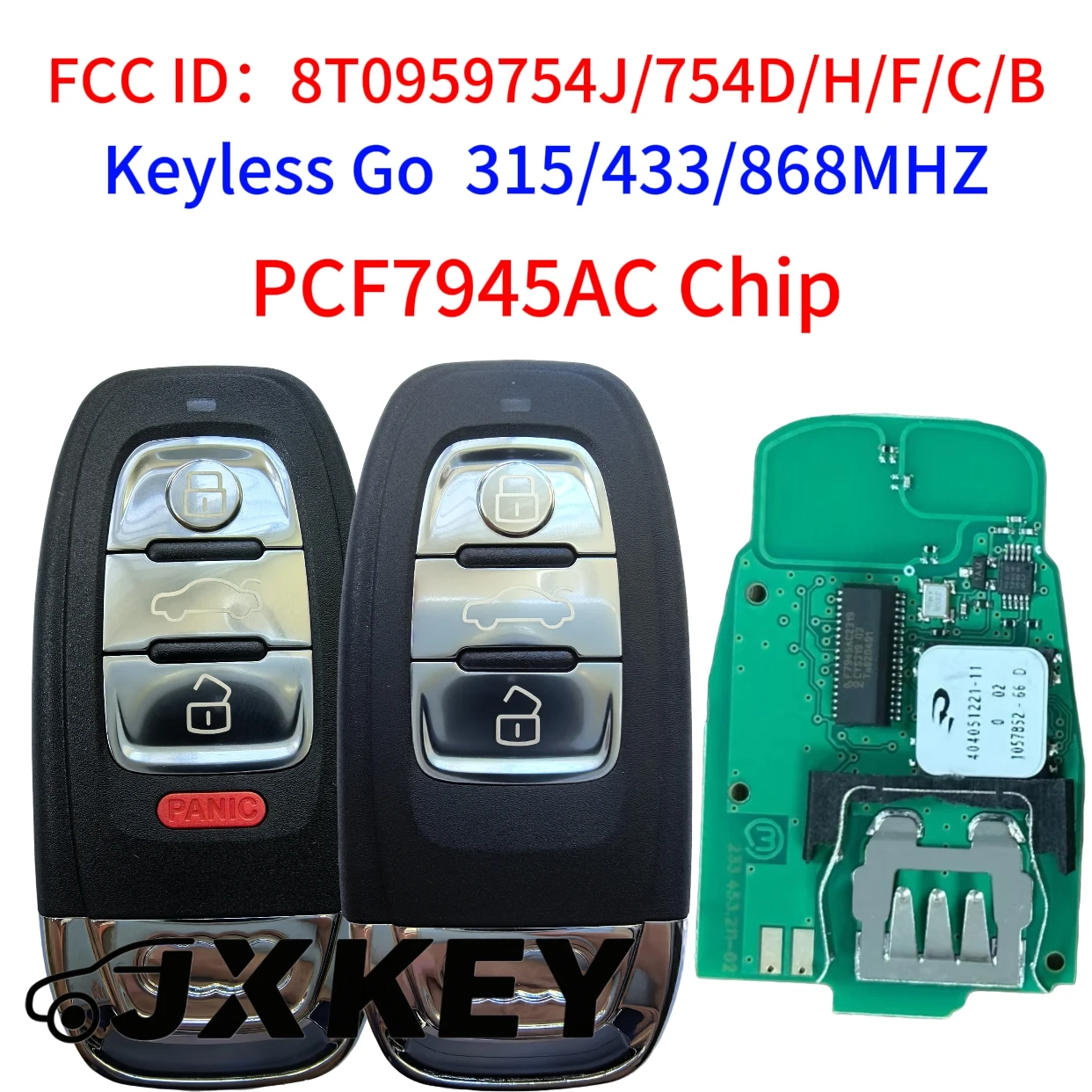 JXKEY 754J 754D/H/F/C/B 315/433/868Mhz pcf7945AC Chip Smart Remote Car Key Fob For Audi A4 A5 A6L A7 A8 Q5 Keyless Go Car Key