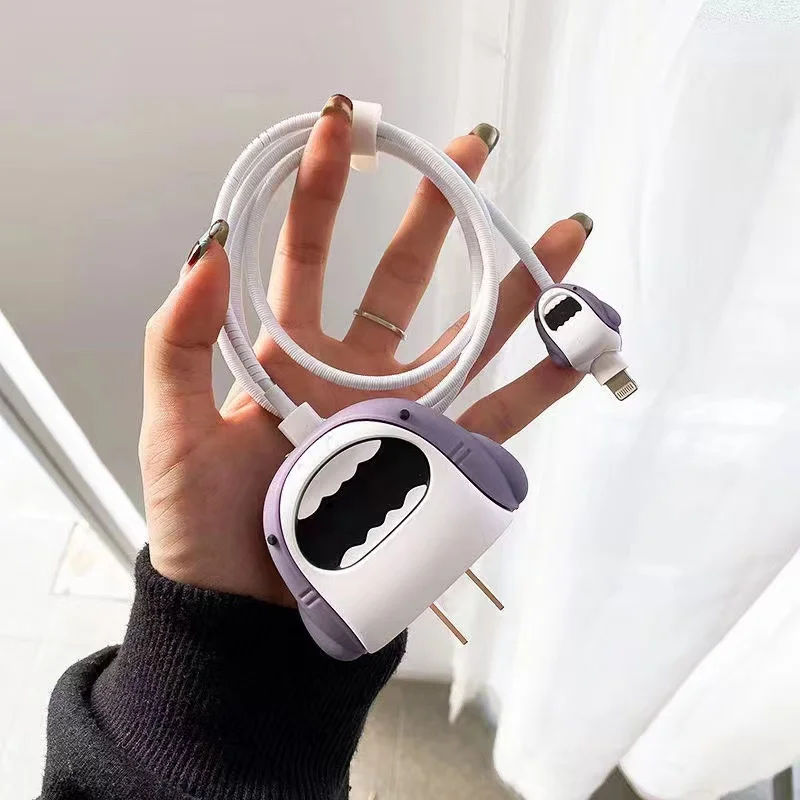 IPhone Charger Protective Case 3D Cartoon Dinosaur Head iPhone 13 14Pro PD20W 18W Ipad USB Data Cable Bobbin Winder Wrapped Case
