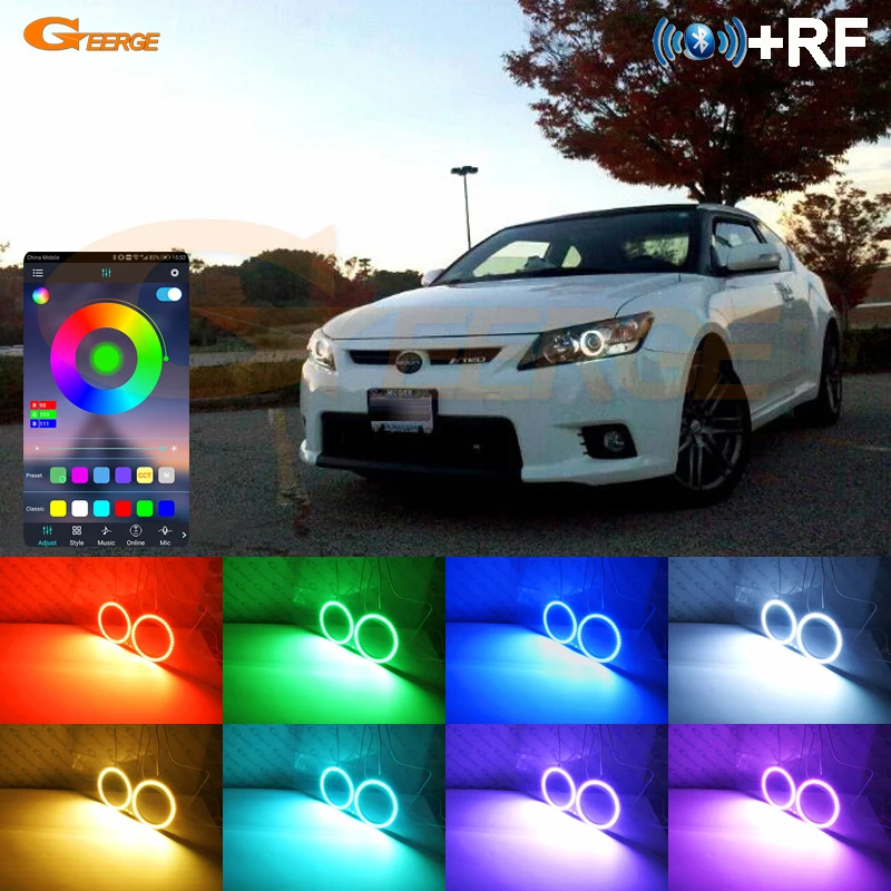 For Scion TC 2011 2012 2013 Day Light Bluetooth APP Ultra Bright Multi Color RGB LED Angel Eyes Kit Halo Rings