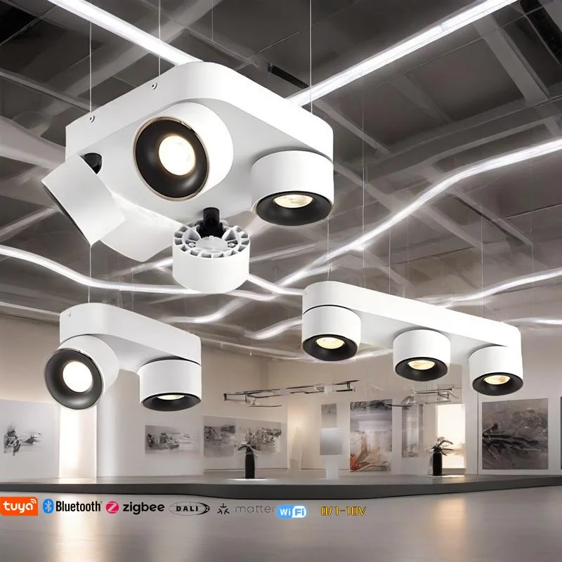 Smart Ceiling Light Tuya Zigbee Bluetooth Dali 0-10v Dimmable 360° Rotation COB Spotlight Downlight AC85-265v Indoor Lighting