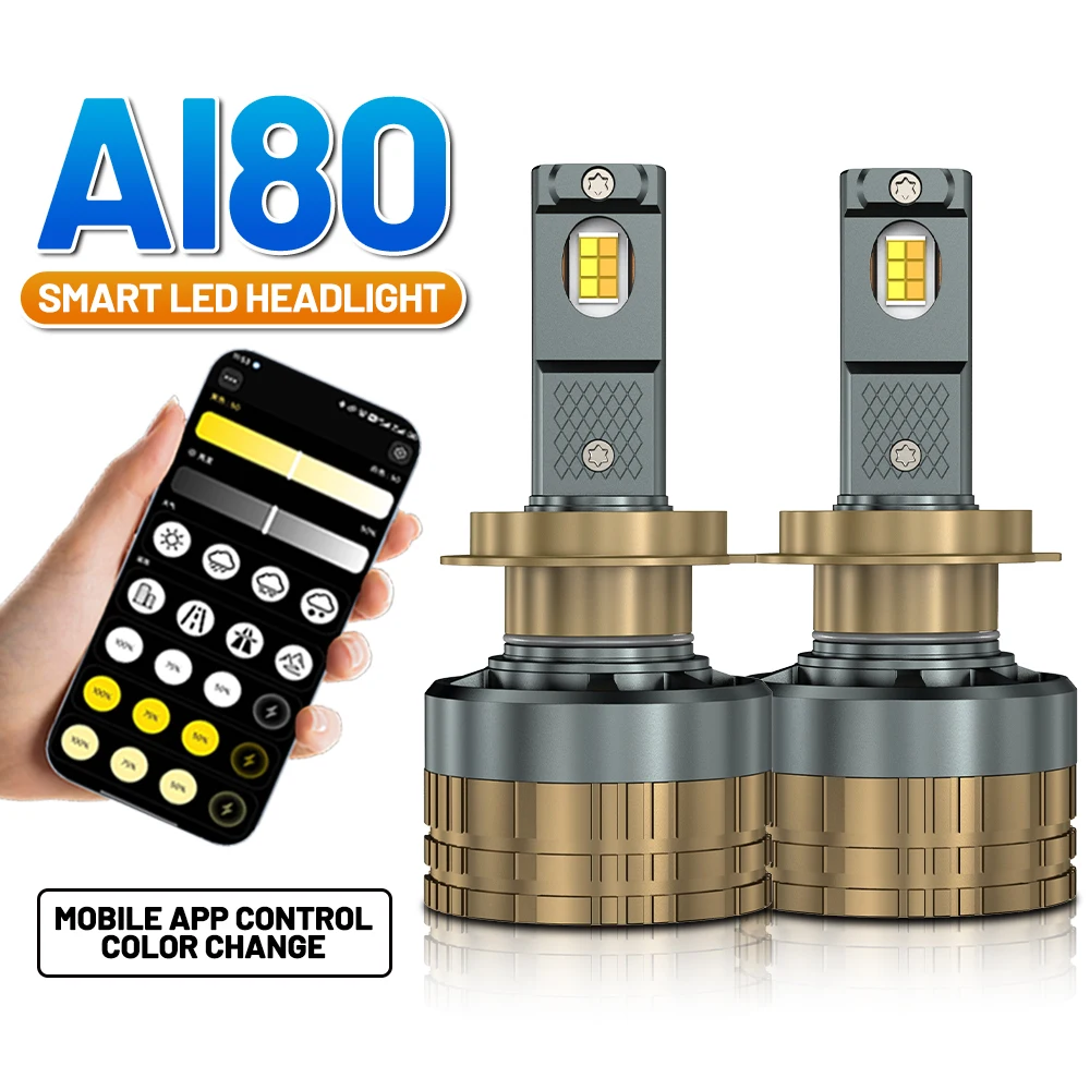 8000000LM H4 H7 LED Headlight Bluetooth APP Control Color 6500W H1 H11 HB3 HB4 9012 Auto Bulbs LED Lights for Car Headlights 12V