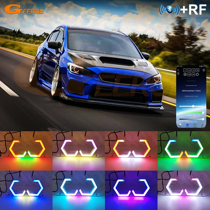 For Subaru Impreza WRX STI 2006 2007 2008 - 2021 Day Light Bluetooth APP Dynamic Multi Color RGB LED Angel Eyes Hex Halo Rings