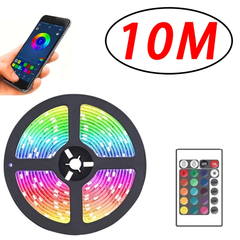 LED Strip Light APP Control IR Bluetooth Tape RGB Bedroom USB for Living Room TV Backlight Remote Lamp Lights Luz Neon Lighting