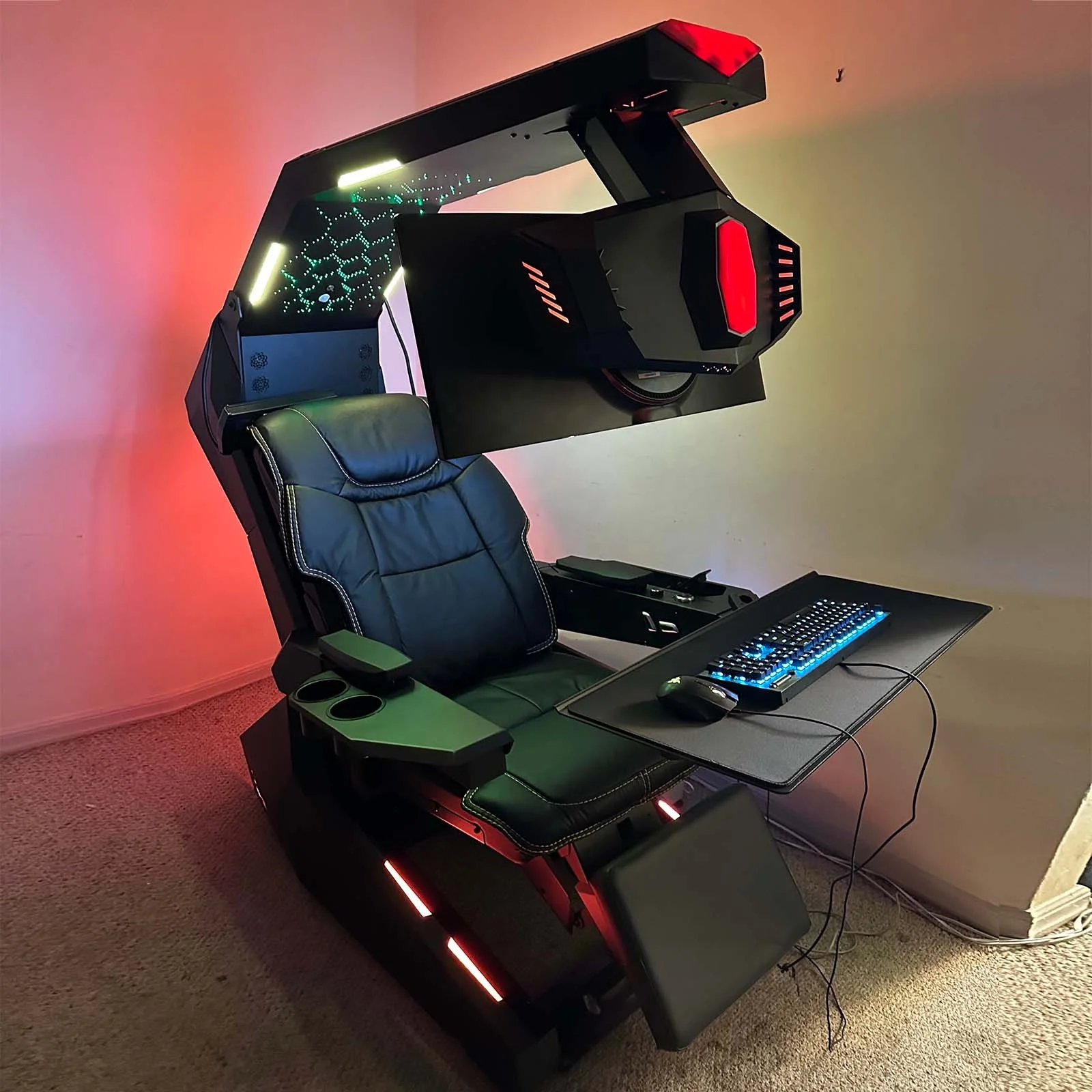 RTS IW-R1 PRO  Zero Gravity Recline Workstation Chair  GIMI Gaming COCKPIT , Works Triple Monitor Tilting Rig VR Imperator IWR1