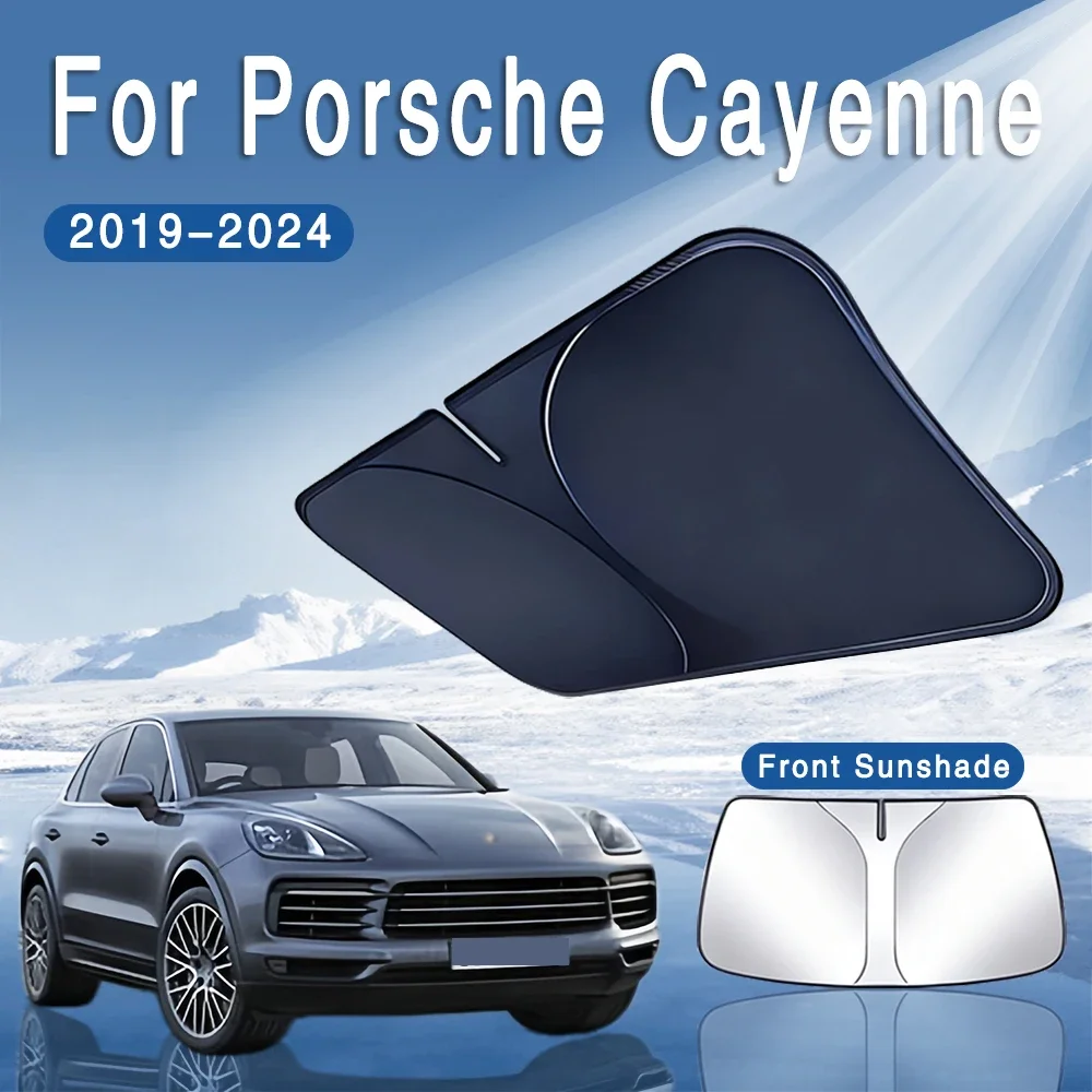 For Porsche Cayenne 2019-2024 Foldable Car Front Windshield Sun Visor Sunshade Heat Insulation Cooling Auto Accessories