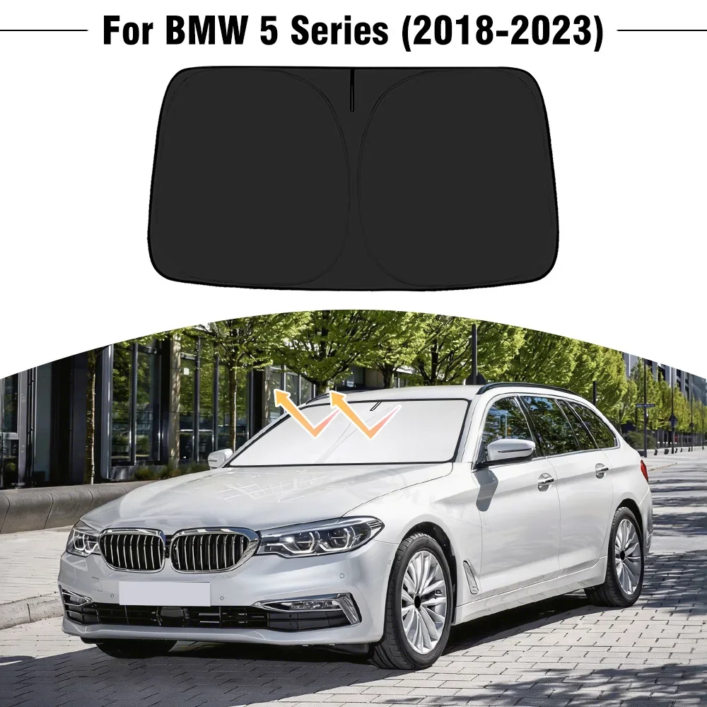 For BMW 5 Series 2018-2023 Car Windshield Sunshade Cover Front Window Visor UV Protection Reflective Foldable Accessories