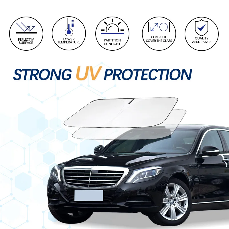 Car Windshield Sun Shade Foldable Sun Visor Protector Blocks UV Rays For Mercedes Benz S Class W222 S320 Car Summer Accessories