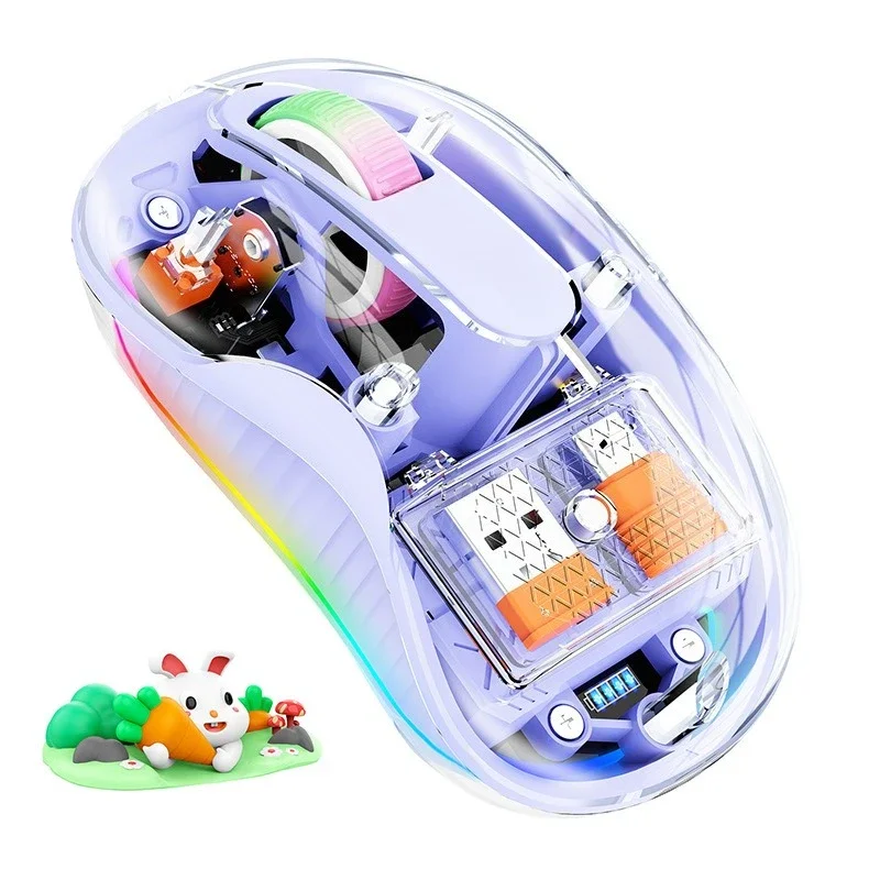 Laptop luminous transparent mouse wireless bluetooth three-mode charging ergonomic magnetic doll charging type
