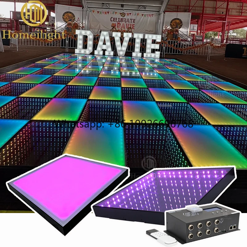 20x20ft Wholesale 3D Mirror Starry Led Dance Floor Outdoor Indoor Use Wired Magnetic RGB Lighting Dance Floor