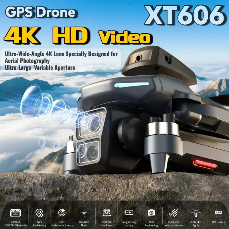 XT606 Drone Professional 4K/6K HD Camera WIFI FPV Drones 4.5 Inch Screen Aerial photography Brushless Motor RC Dron Toys Gift