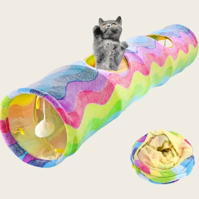 Eco-friendly Plush Thick Foldable Cat Toy Tunnel Passage for Interactive Play Movement for Pets Accessories Wholesale Cat