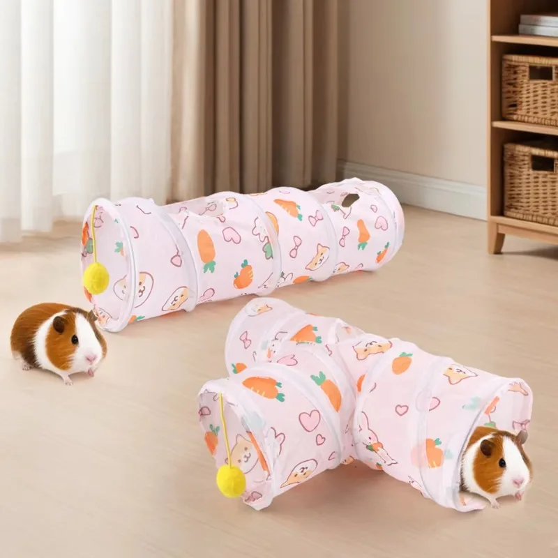 10pcs Carrot-Shaped Foldable Ferret Toy Tunnel Eco-Friendly Cloth Hamster Hideout Accessory for Small Pets and Cage Toy