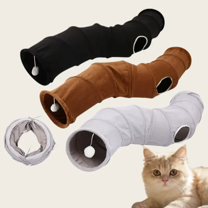 S-shaped Eco-friendly Plush Foldable Play Tunnel for Cats Interactive Movement Toy Passage for Pet Accessories Cat Products