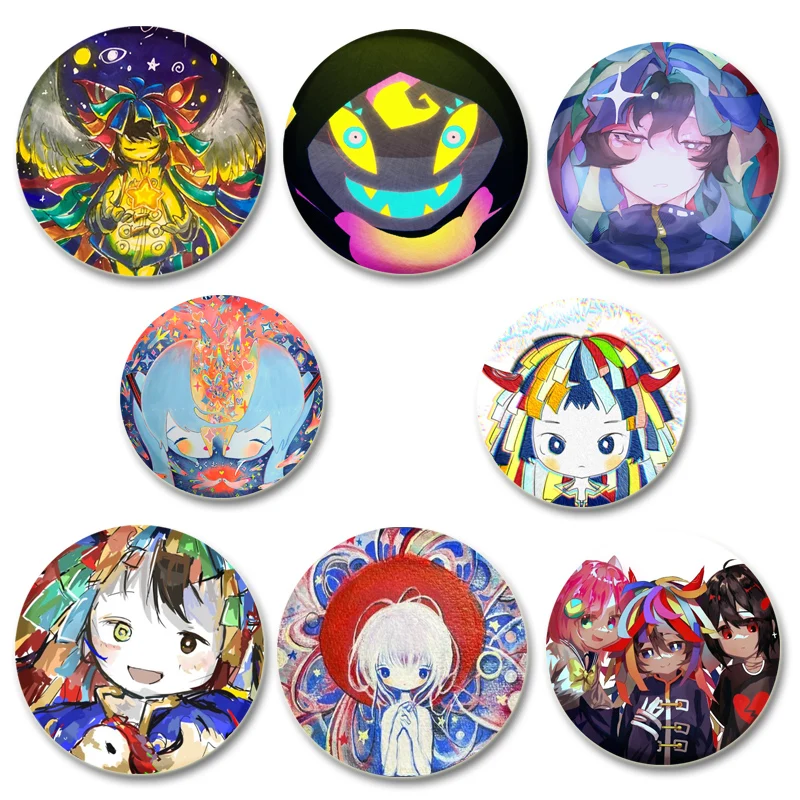 Kikuo Cute Cartoon Badge HD Print Music Master Anime Brooches Handmade Pins for Clothes Backpack Jewelry Accessories Gifts