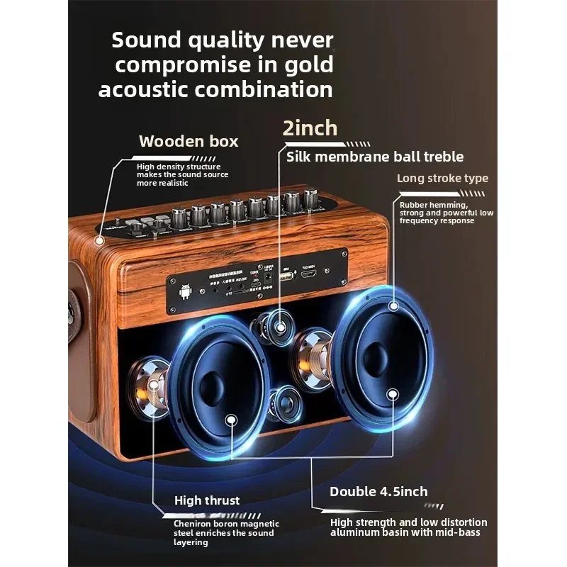 Outdoor Mobile RGB LED Backpack Speaker With Touch Screen Display Portable Power Source Battery For Square Dancing Singing