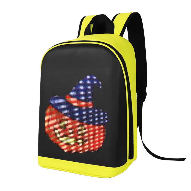 LOY T2-2 LED Screen Backpack 64X64 Pixel Display Advertising Bag Funny Anime Gif Text Show Special Schoolbag for Children