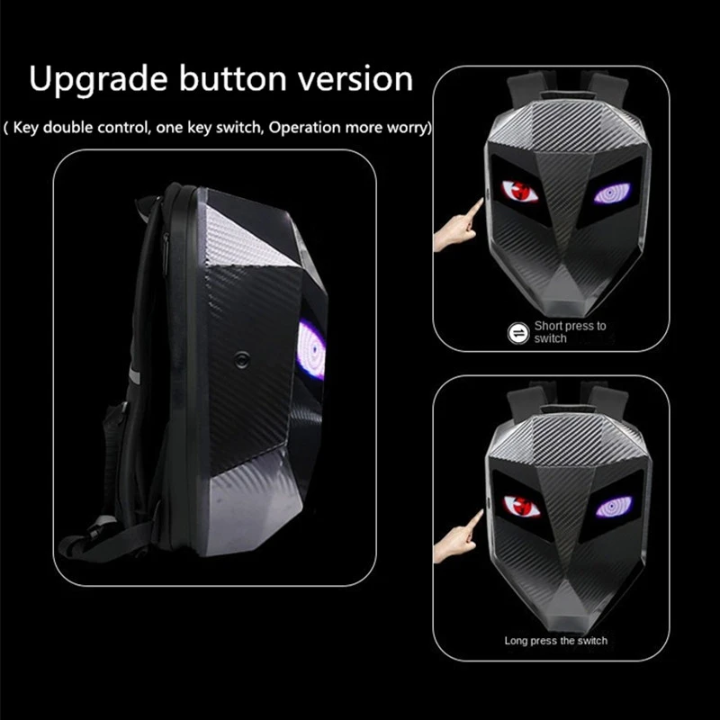 LED Motorcycle Rider Backpack Eyes Glow carbon fiber texture helmet locomotive backpack school bag Moto Laptop backpacks