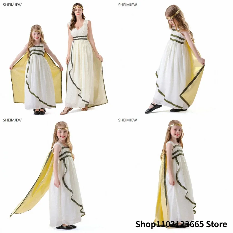 Halloween Cosplay Ancient Greek Goddess Egyptian Queen Costume Children Adults Parental Makeup Dance Performance Clothes 2025