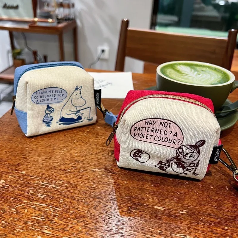 New Little My Moomin Canvas Shell Coin Wallet Zipper with Wristband  Portable Cosmetic Earbud Storage Wallet Birthday Gift