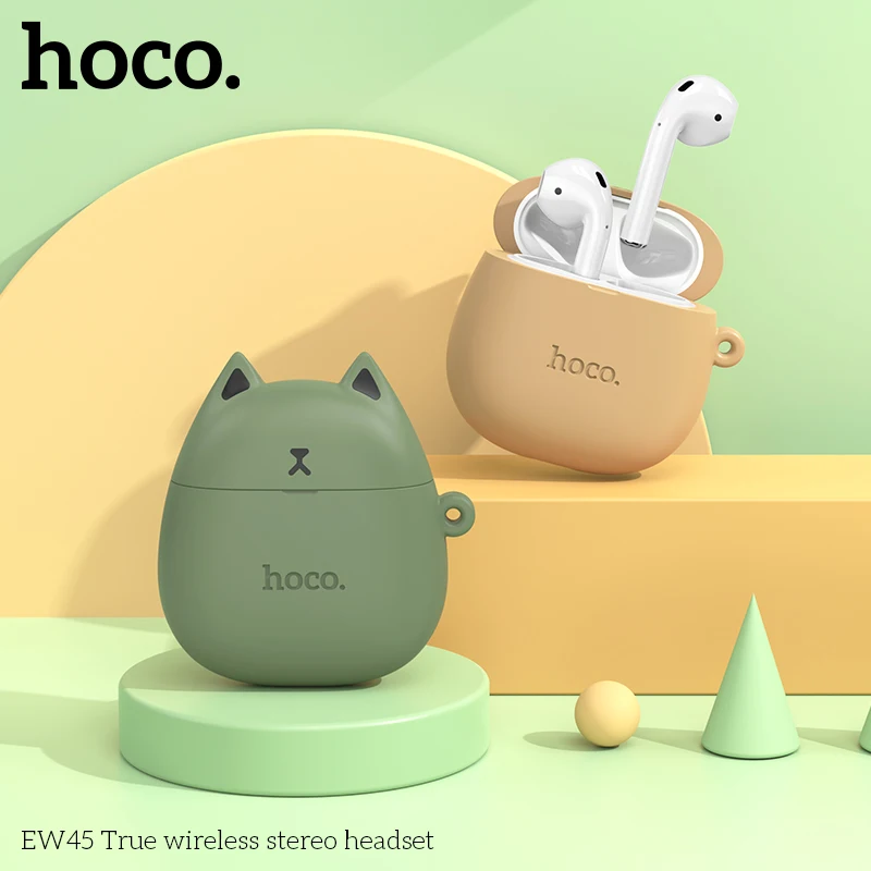 HOCO EW45 Mini Bluetooth Earphone Portable High quality Headphone Listen to Music Earbuds with Charging Box protective Case