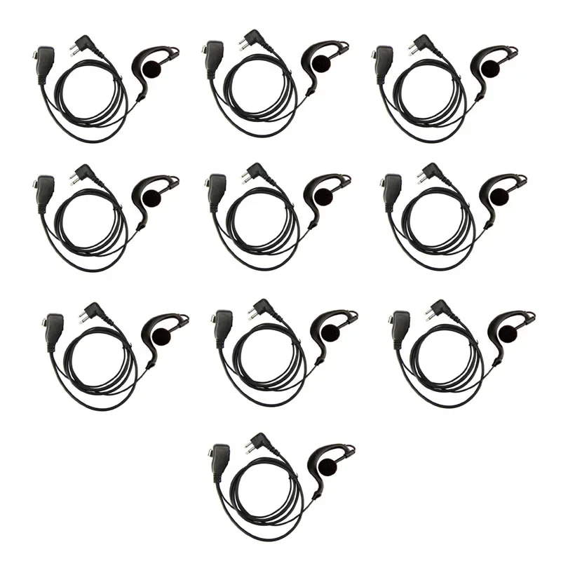 10pcs G-Shape Earpiece Headset with PTT Mic for Motorola CP040, CP200, XTN446 Portable 2-Way Radio Earphone/Earbud