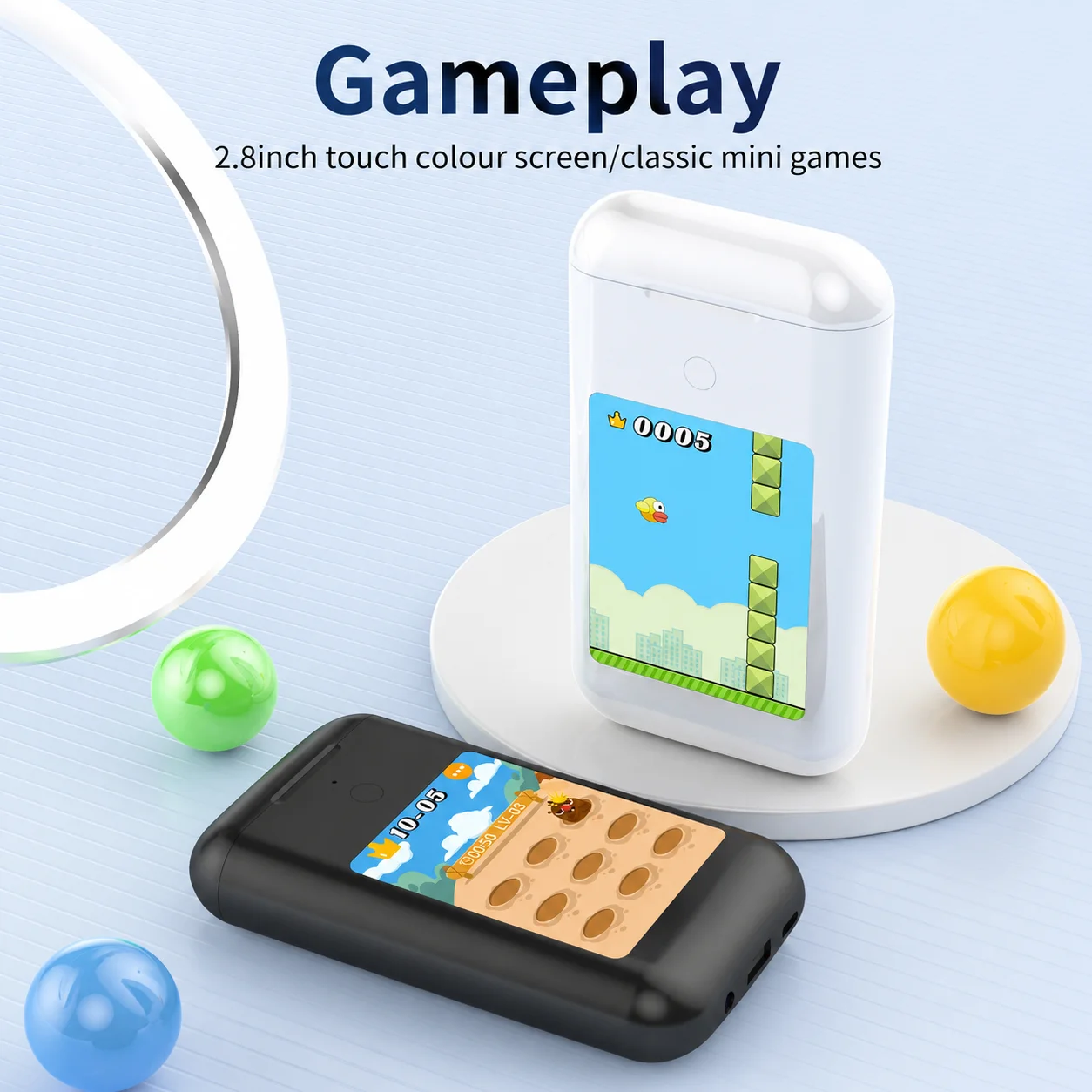 A92 BOX Portable Smart Earbuds TWS Wireless Bluetooth Headset HD Call Color Touch Screen Box Built-in Power Bank Stopwatch