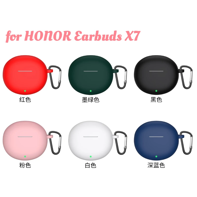 for HONOR Earbuds X7 Soft Silicone Earphone Case Protective Cover with Hook Portable Anti-drop Dustproof Shockproof Sleeve Funda