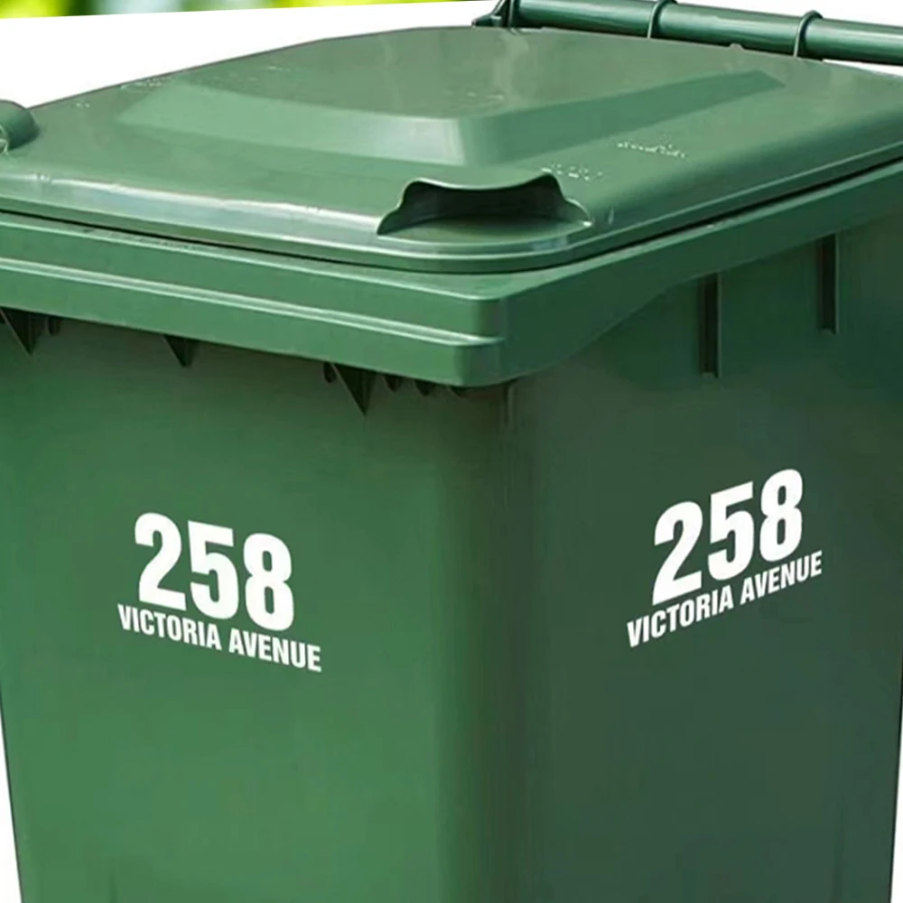 2PCS Custom House Number Sticker Decal Garbage Can Rubbish Trash Bin Vinyl Decal Waterproof Vinyl Home Decor