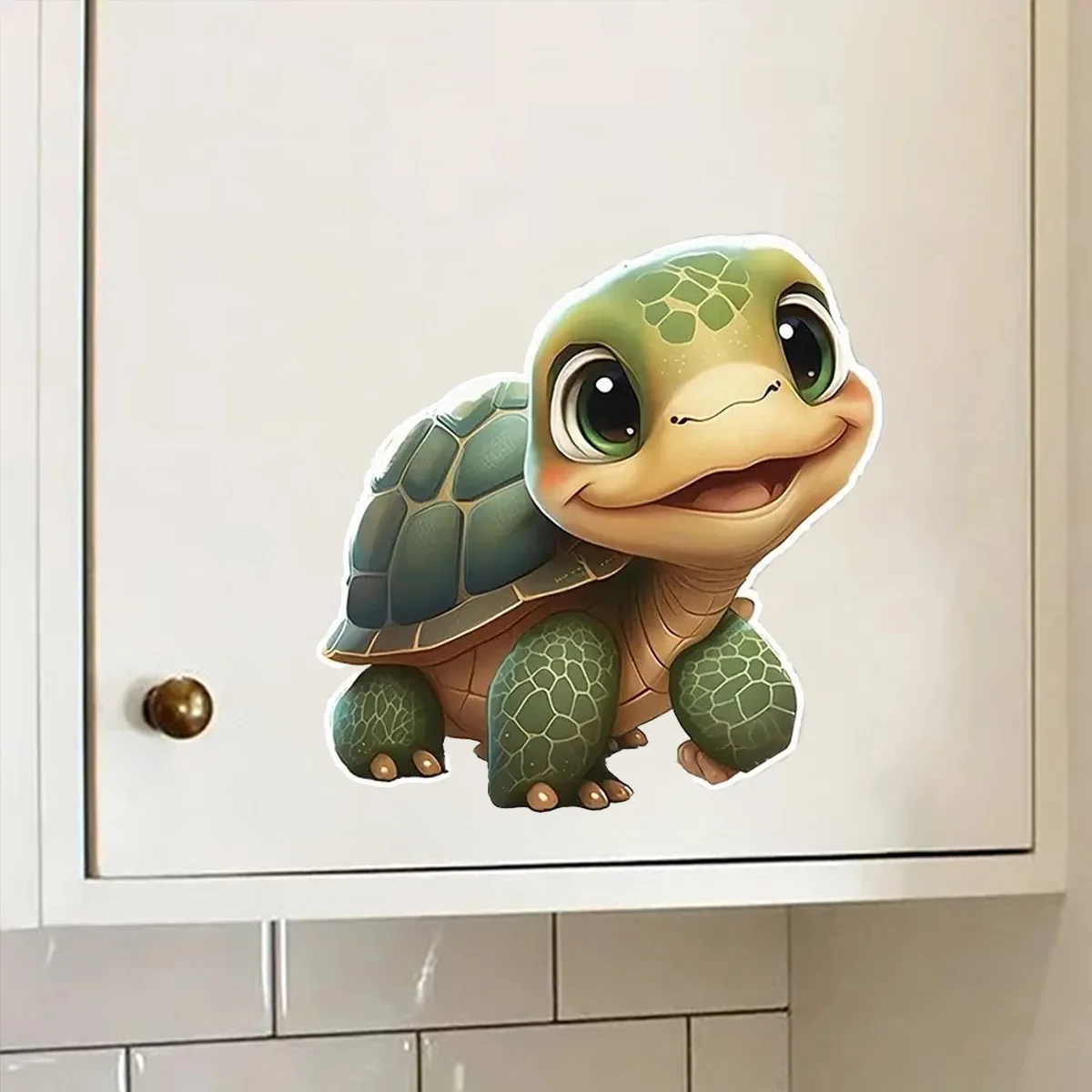 Cute Cartoon Turtle Sticker, Waterproof Vinyl Material, Ideal for Toilet, Home , Refrigerator, Car, Window, Wall Decor, Room